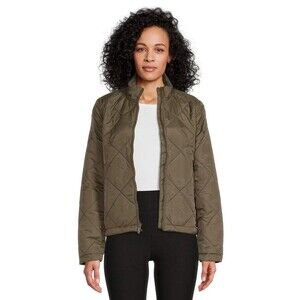 Dickies Quilted Bomber Jacket Women's LARGE Insulated Diamond Pattern MOSS NWT